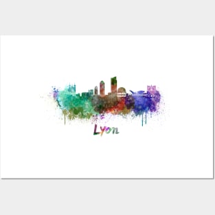 Lyon skyline in watercolor Posters and Art